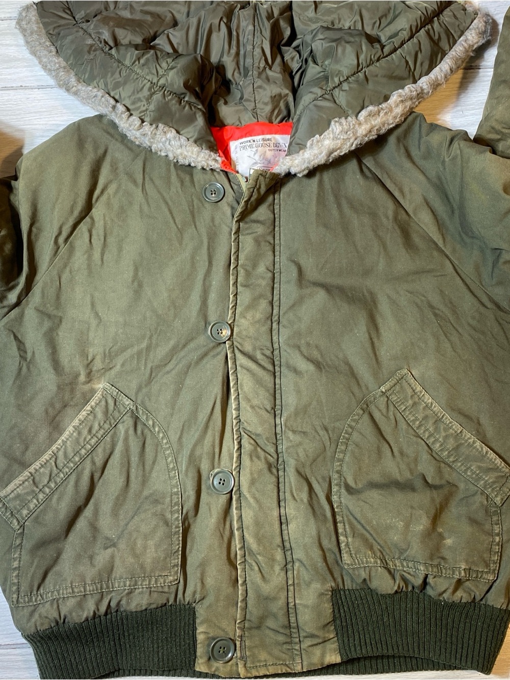 Vintage Sears Work 'N Leisure Olive Green Men's XL (46-48) Down & Feather Jacket